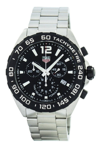 Tag Heuer Formula 1 Date display Black Stainless steel Male CAZ1010.BA0842. A brand-new Tag Heuer Formula 1 watch featuring a Black dial and a Stainless steel strap. Side view.