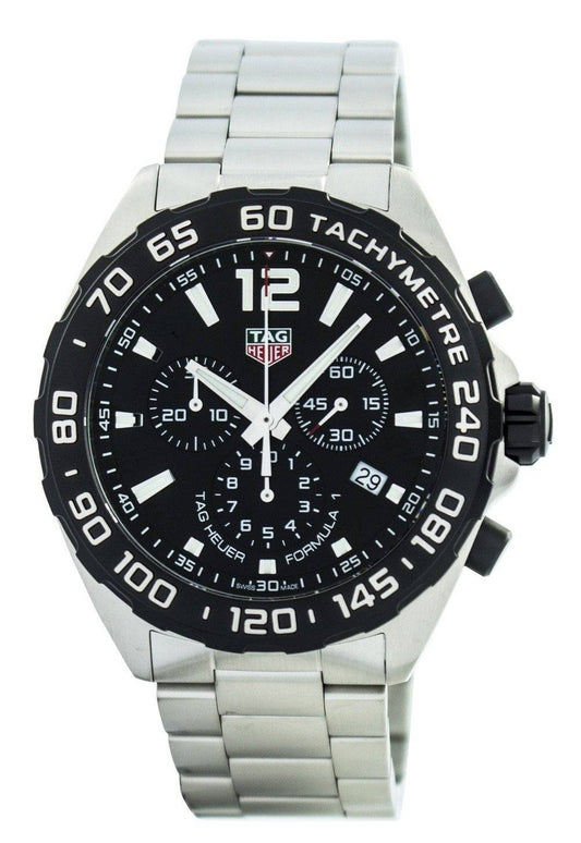 Tag Heuer Formula 1 Date display Black Stainless steel Male CAZ1010.BA0842. A brand-new Tag Heuer Formula 1 watch featuring a Black dial and a Stainless steel strap. Side view.