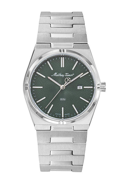 Mathey-Tissot Date display Green Stainless steel Female D118AV.-.MT. A brand-new Mathey-Tissot watch featuring a Green dial and a Stainless steel strap. Front view.