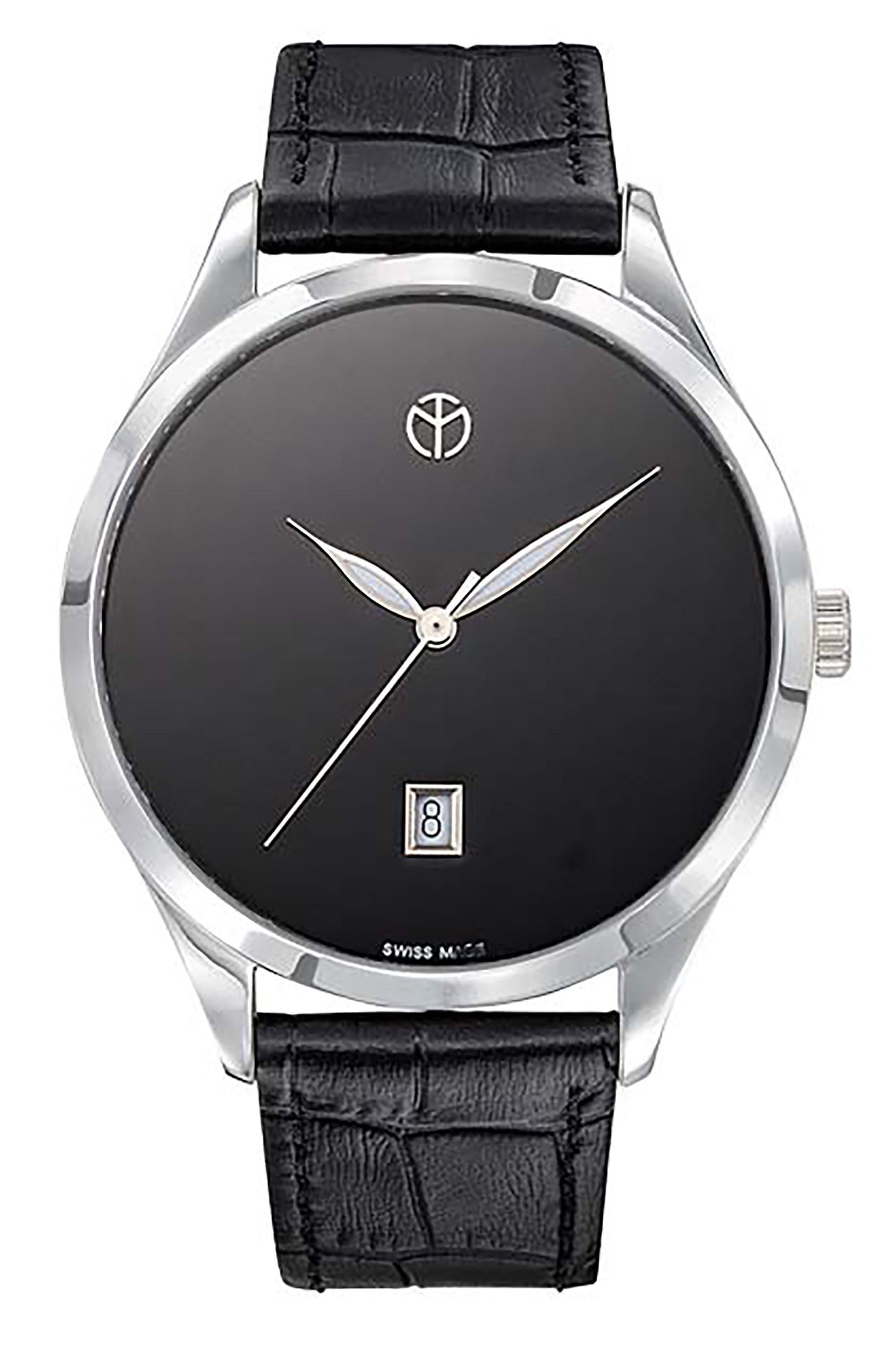 Mathey-Tissot Urban Date display Black Leather Female D411NM.-.MT. A brand-new Mathey-Tissot Urban watch featuring a Black dial and a Leather strap. Angled view.