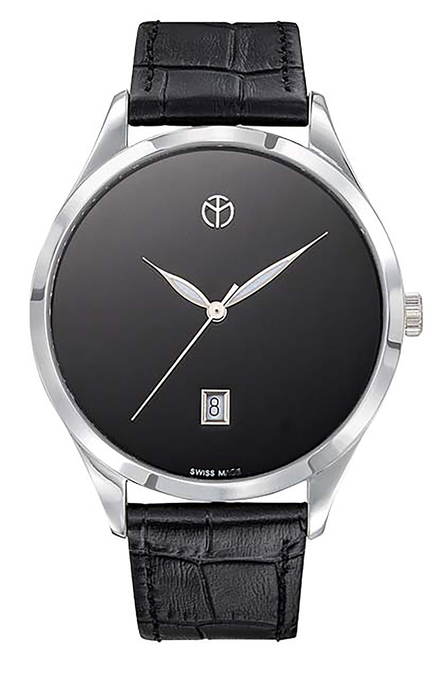 Mathey-Tissot Urban Date display Black Leather Female D411NM.-.MT. A brand-new Mathey-Tissot Urban watch featuring a Black dial and a Leather strap. Angled view.