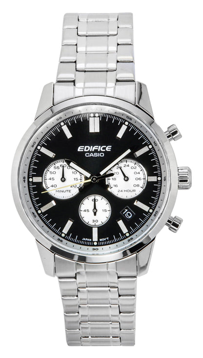 Casio Edifice Date display Black Stainless steel Male EFR-575D-1A. A brand-new Casio Edifice watch featuring a Black dial and a Stainless steel strap. Side view.