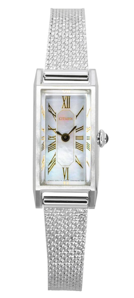 Citizen L Eco-Drive Stainless Steel Mother Of Pearl Dial Wo. A brand-new Citizen Eco-Drive watch featuring a Mother Of Pearl dial and a Stainless steel strap. Side view.