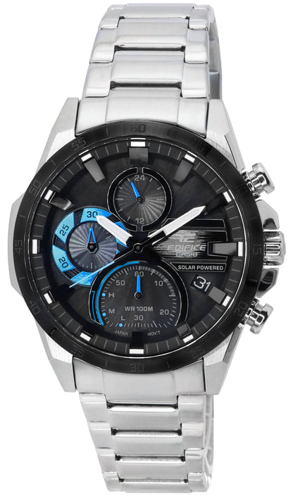 Casio Edifice Date display White Stainless steel Male EQS-940DB-1B. A brand-new Casio Edifice watch featuring a White dial and a Stainless steel strap. Side view.
