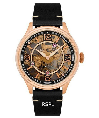 Thomas Earnshaw Baron Automatic movement Black Leather Male ES-8231-03. A brand-new Thomas Earnshaw Baron watch featuring a Black dial and a Leather strap. Front view.