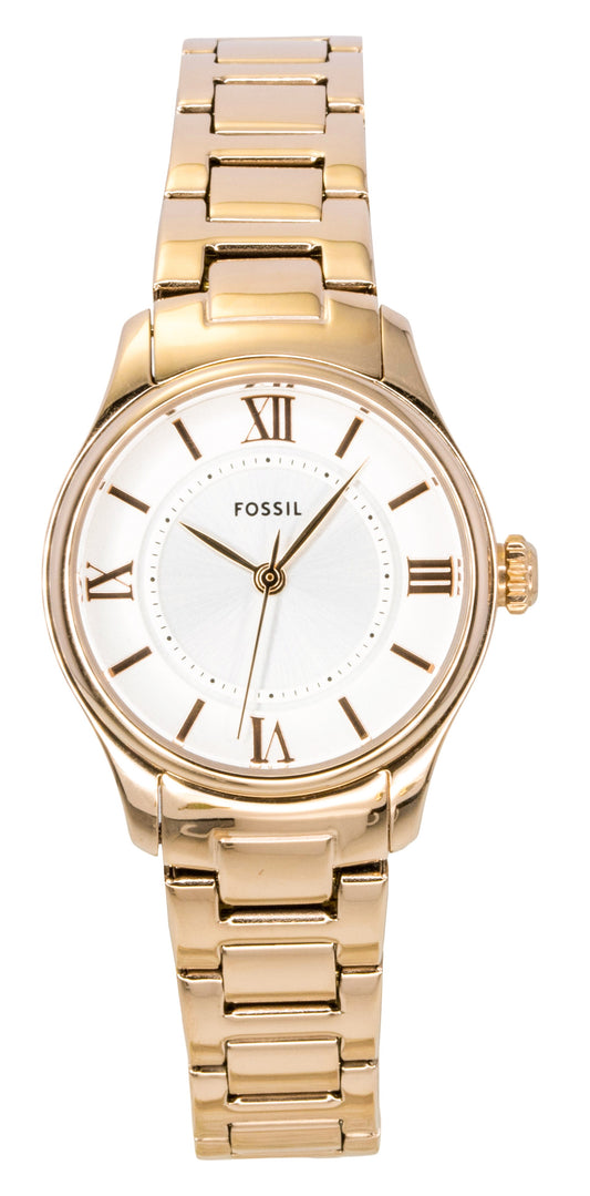 Fossil Quartz movement Silver Stainless steel Female ES5420. A brand-new Fossil watch featuring a Silver dial and a Stainless steel strap. Side view.