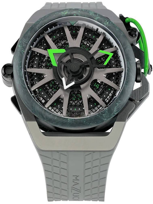 Mazzucato RIM Monza Automatic movement Black Rubber Male F1-GY361.-.MW. A brand-new Mazzucato RIM watch featuring a Black dial and a Rubber strap. Side view.