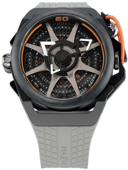 Mazzucato RIM Monza Automatic movement Black Rubber Male F1-GYBLK.-.MW. A brand-new Mazzucato RIM watch featuring a Black dial and a Rubber strap. Angled view.