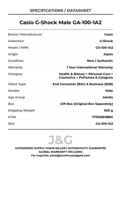 Casio G-Shock Male GA-100-1A2 - Specifications