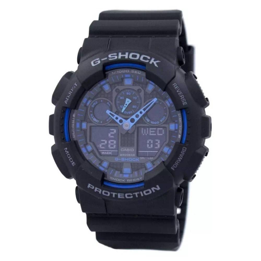 Casio G-Shock Male GA-100-1A2. A brand-new Casio G-Shock watch. Angled view.