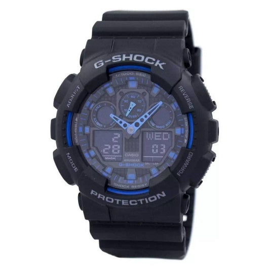 Casio G-Shock Male GA-100-1A2. A brand-new Casio G-Shock watch. Angled view.