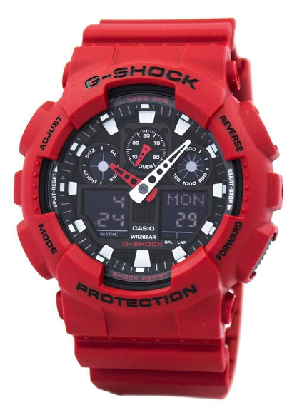 Casio G-Shock Male GA-100B-4A. A brand-new Casio G-Shock watch. Angled view.