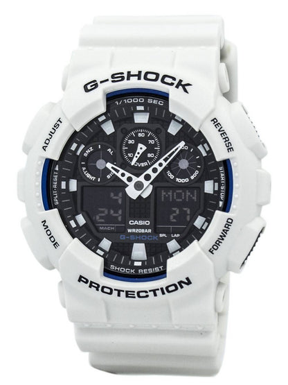 Casio G-Shock Male GA-100B-7A. A brand-new Casio G-Shock watch. Front view.