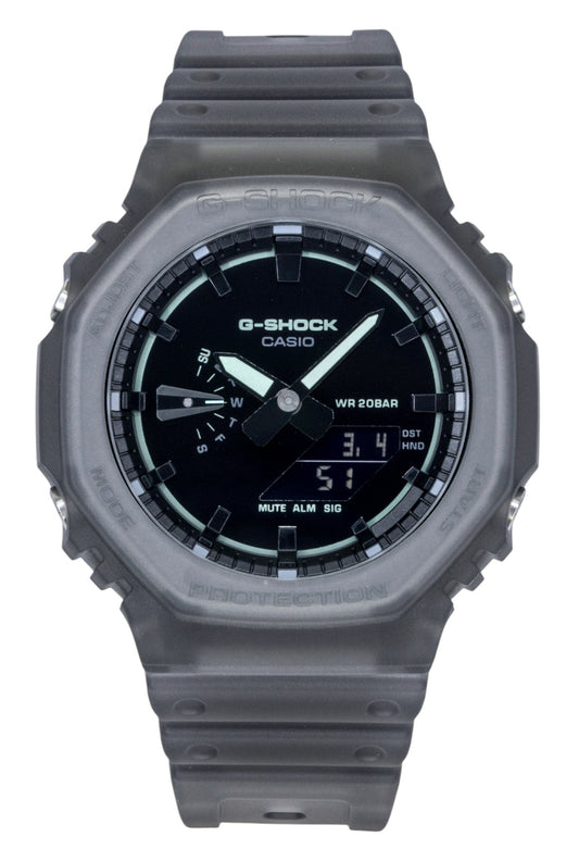 Casio G-Shock Quartz movement Black Male GA-2100K-1A. A brand-new Casio G-Shock watch featuring a Black dial. Side view.