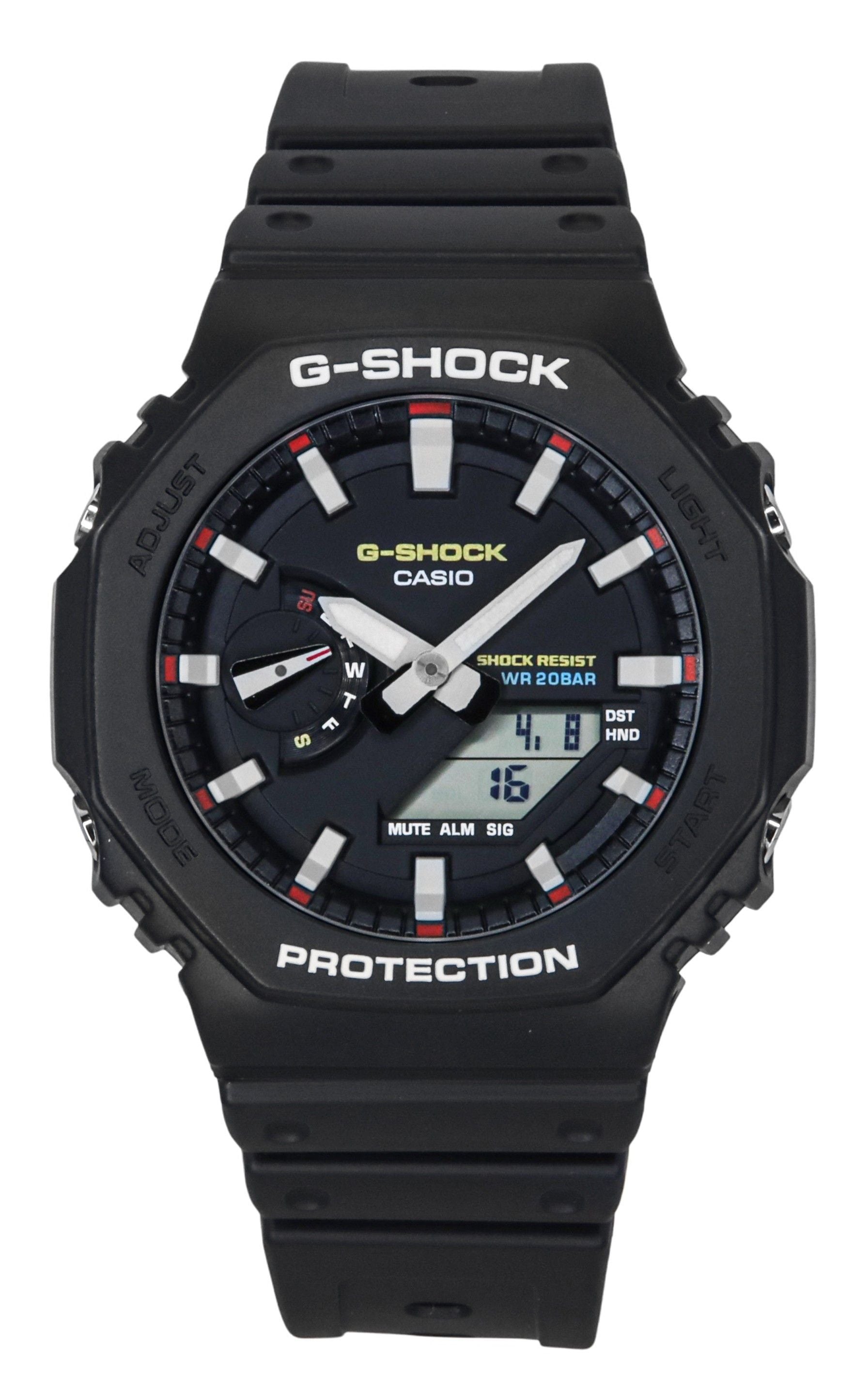 Casio G-Shock Alarm Black Plastic Male GA-2100RL-1A. A brand-new Casio G-Shock watch featuring a Black dial and a Plastic strap. Front view.