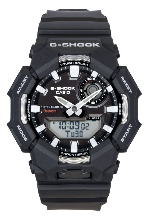 Casio G-Shock Solar powered Black Plastic Male GA-B010-1A. A brand-new Casio G-Shock watch featuring a Black dial and a Plastic strap. Front view.