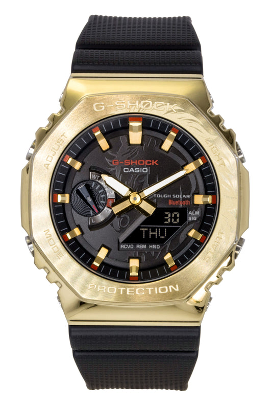 Casio G-Shock G-Steel Solar powered Black Male GBM-2100CX-9A. A brand-new Casio G-Shock watch featuring a Black dial. Side view.