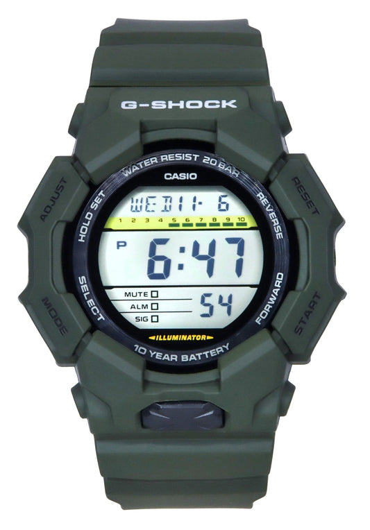Casio G-Shock Quartz movement Black Male GD-010-3. A brand-new Casio G-Shock watch featuring a Black dial. Side view.