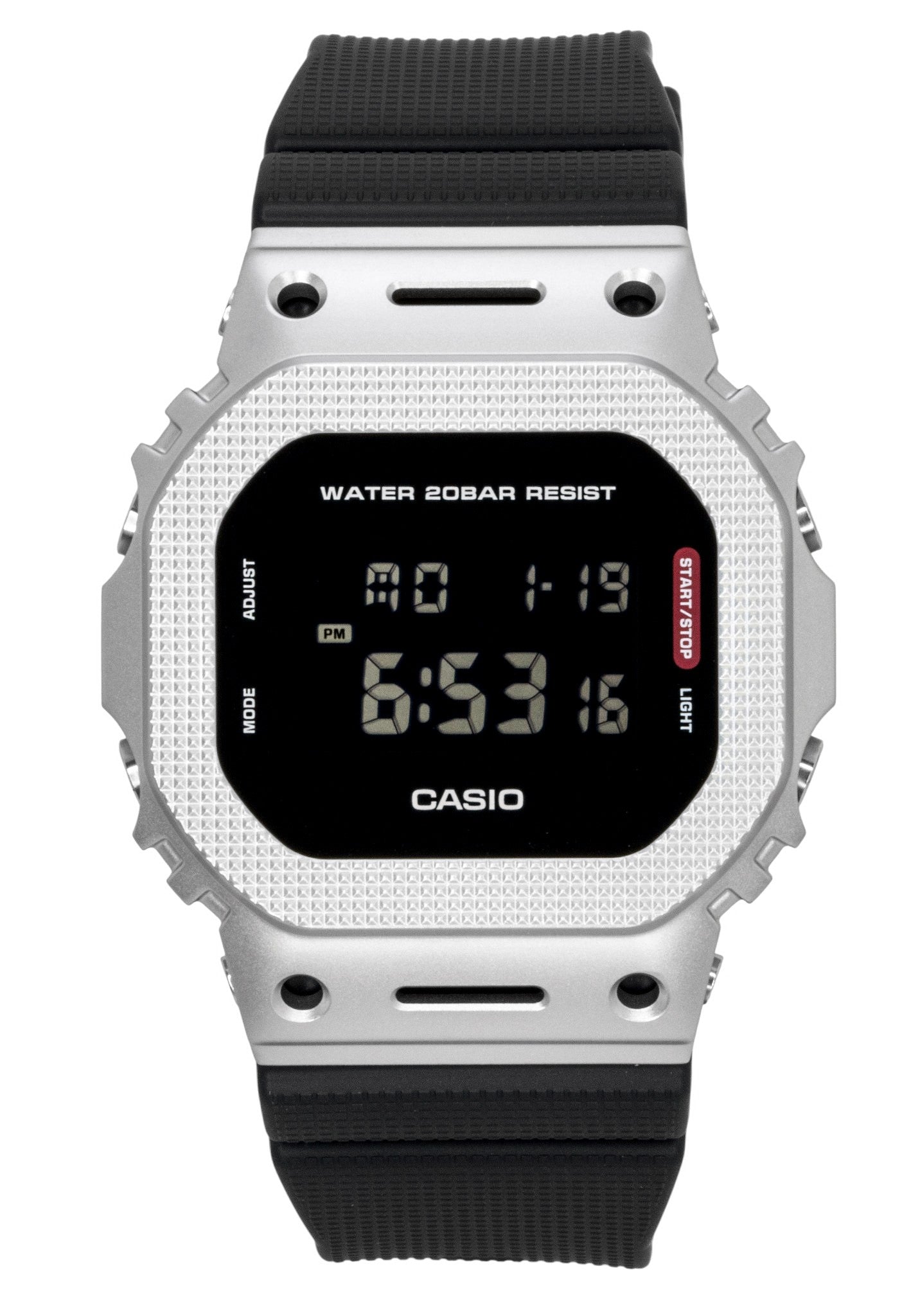 Casio G-Shock G-Steel Digital Bio-Based Resin Strap Quartz. A brand-new Casio G-Shock watch featuring a White dial and a Plastic strap. Side view.
