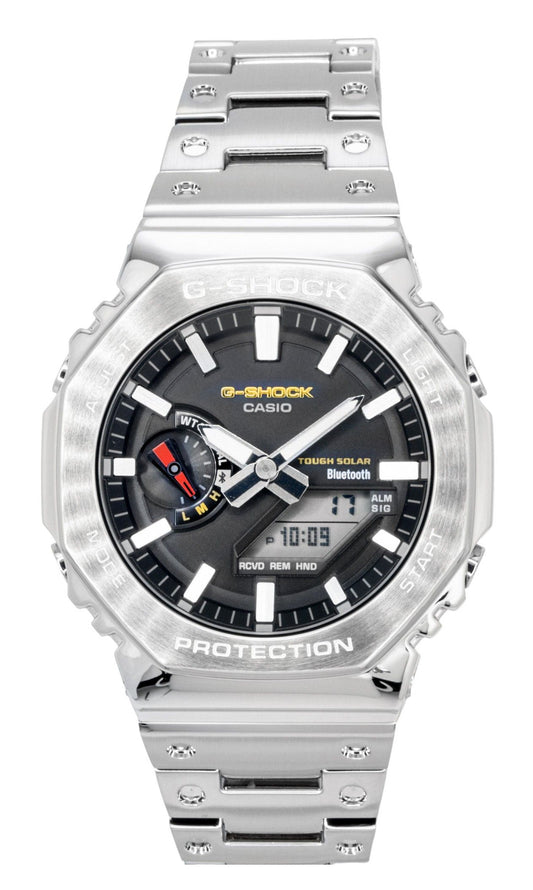 Casio G-Shock Quartz movement Black Stainless steel Male GM-B2100SD-1C. A brand-new Casio G-Shock watch featuring a Black dial and a Stainless steel strap. Front view.