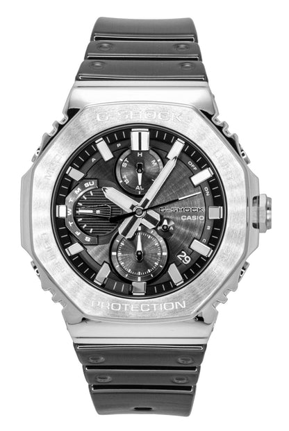 Casio G-Shock Quartz movement Black Silicone Male GMC-B2100Y-1A. A brand-new Casio G-Shock watch featuring a Black dial and a Silicone strap. Angled view.