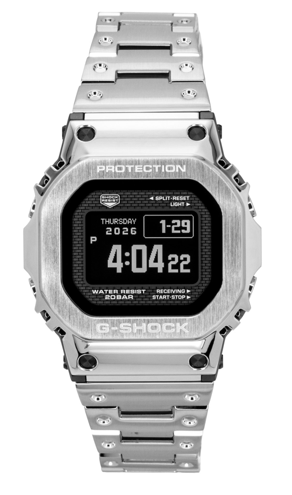 Casio G-Shock Solar powered Black Male GMW-BZ5000D-1. A brand-new Casio G-Shock watch featuring a Black dial. Side view.