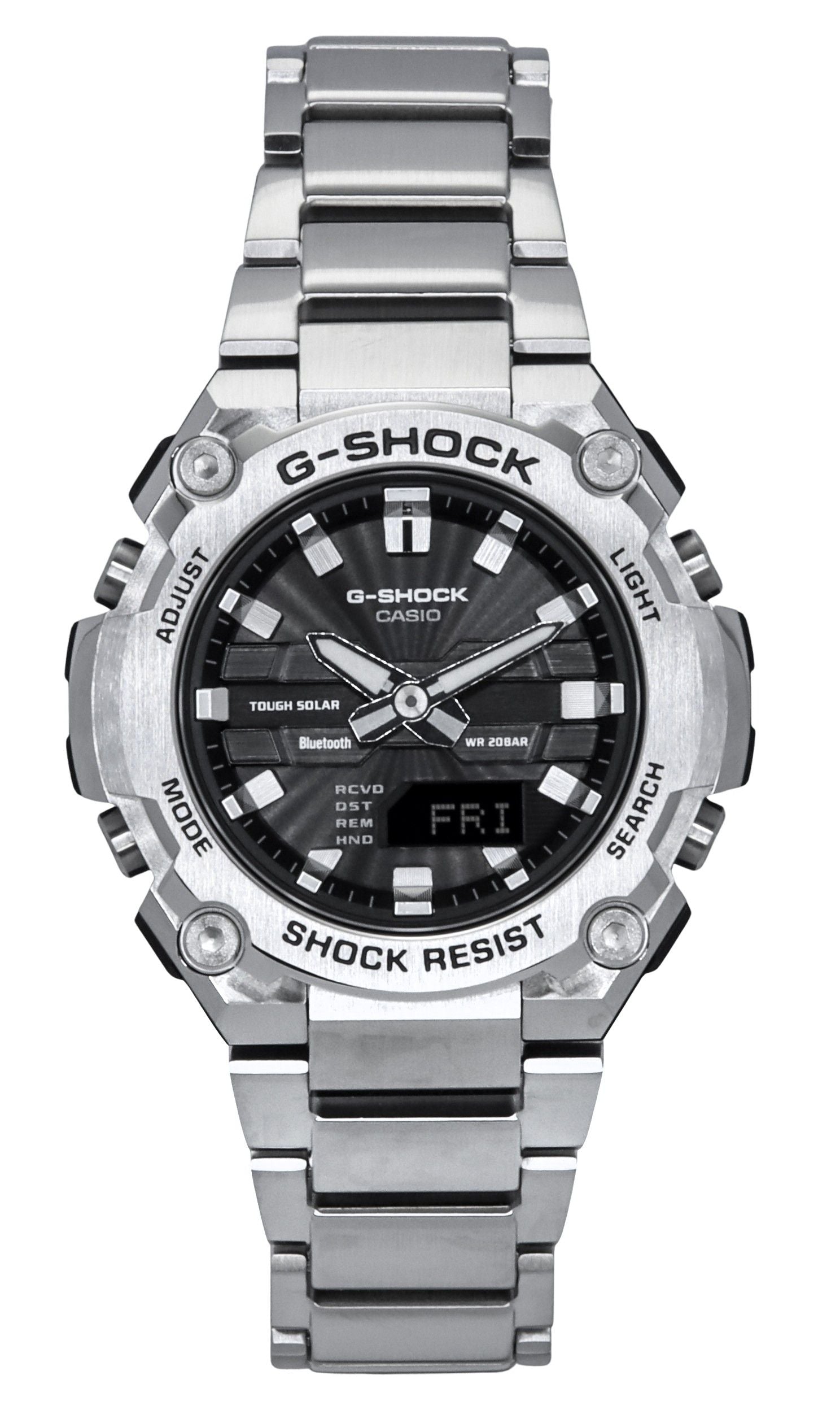 Casio G-Shock G-Steel Solar powered Black Male GST-B600D-1A. A brand-new Casio G-Shock watch featuring a Black dial. Angled view.