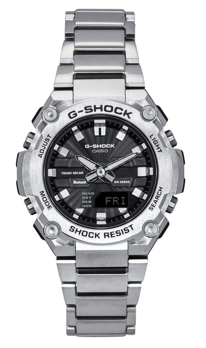 Casio G-Shock G-Steel Solar powered Black Male GST-B600D-1A. A brand-new Casio G-Shock watch featuring a Black dial. Angled view.