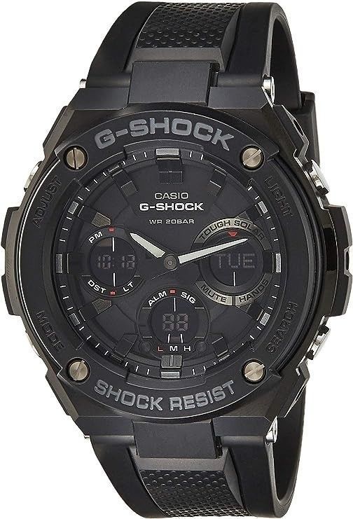 Casio G-Shock G-Steel Alarm Black Stainless steel Male GST-S100G-1B. A brand-new Casio G-Shock watch featuring a Black dial and a Stainless steel strap. Side view.
