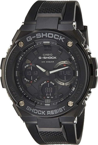 Casio G-Shock G-Steel Alarm Black Stainless steel Male GST-S100G-1B. A brand-new Casio G-Shock watch featuring a Black dial and a Stainless steel strap. Side view.