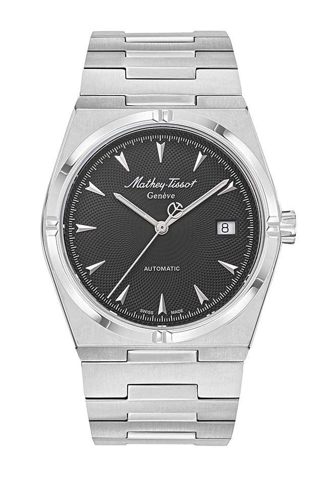 Mathey-Tissot Automatic movement Black Stainless steel Male H118ATAN.-.MT. A brand-new Mathey-Tissot watch featuring a Black dial and a Stainless steel strap. Side view.