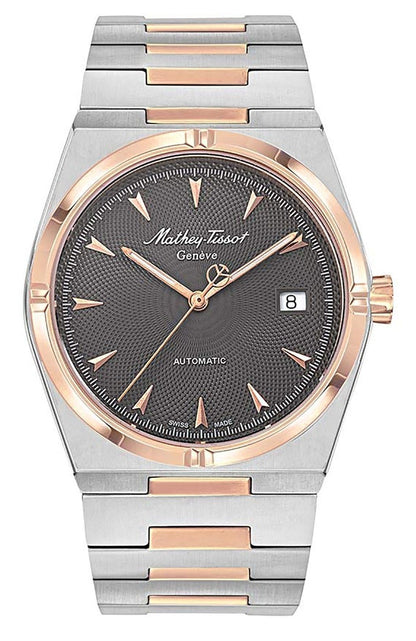 Mathey-Tissot Automatic movement Grey Stainless steel Male H118ATRS.-.MT. A brand-new Mathey-Tissot watch featuring a Grey dial and a Stainless steel strap. Side view.
