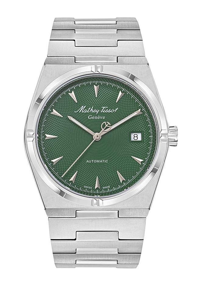 Mathey-Tissot Automatic movement Green Stainless steel Male H118ATV.-.MT. A brand-new Mathey-Tissot watch featuring a Green dial and a Stainless steel strap. Front view.