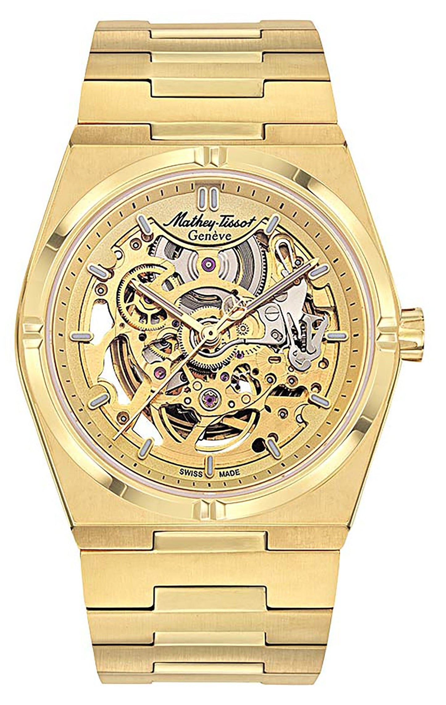 Mathey-Tissot Automatic movement Champagne Stainless steel Male H118CFPDI.-.MT. A brand-new Mathey-Tissot watch featuring a Champagne dial and a Stainless steel strap. Front view.