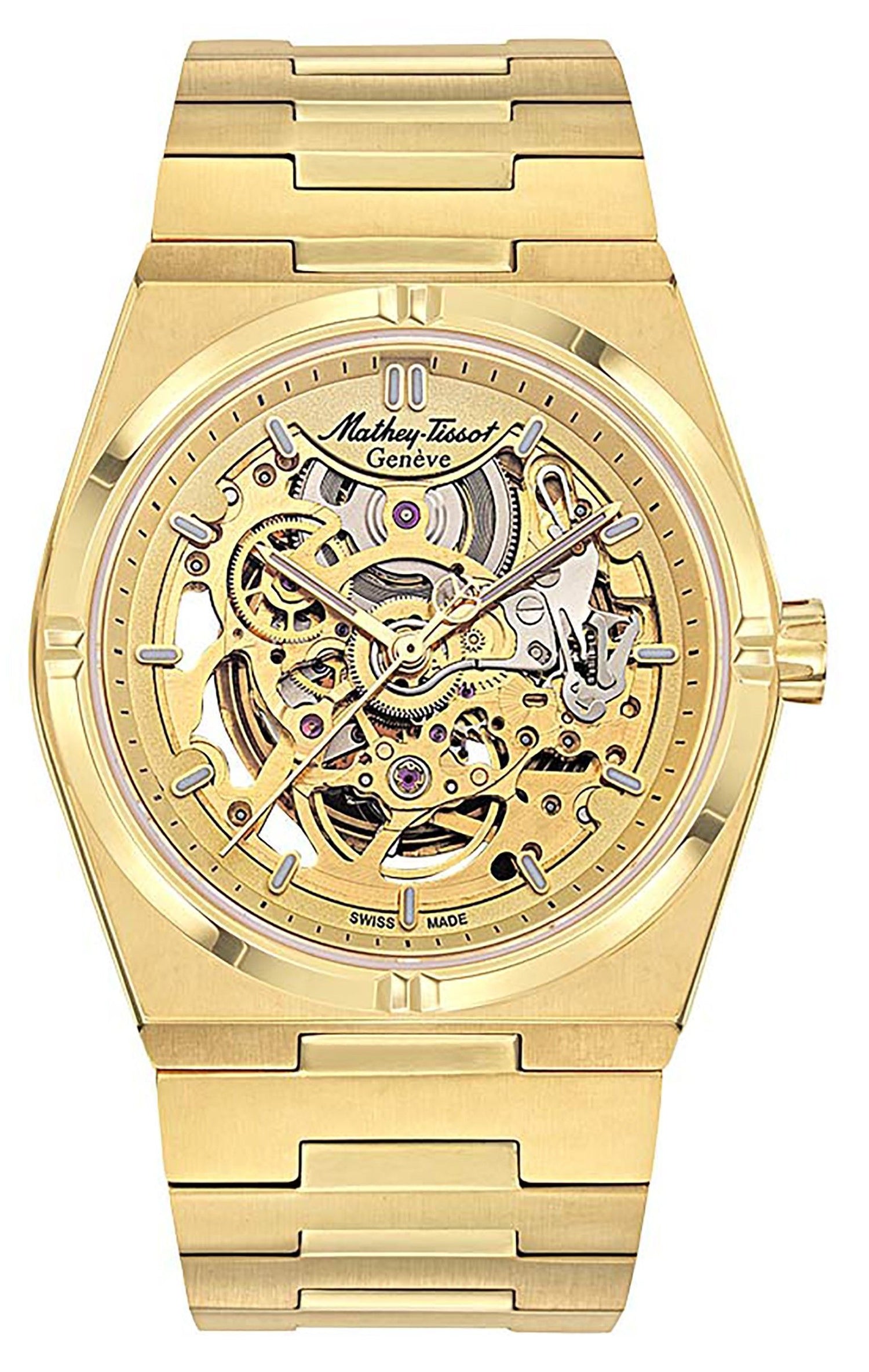 Mathey-Tissot Automatic movement Champagne Stainless steel Male H118CFPDI.-.MT. A brand-new Mathey-Tissot watch featuring a Champagne dial and a Stainless steel strap. Front view.