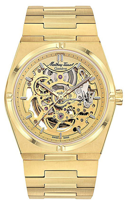 Mathey-Tissot Automatic movement Champagne Stainless steel Male H118CFPDI.-.MT. A brand-new Mathey-Tissot watch featuring a Champagne dial and a Stainless steel strap. Front view.