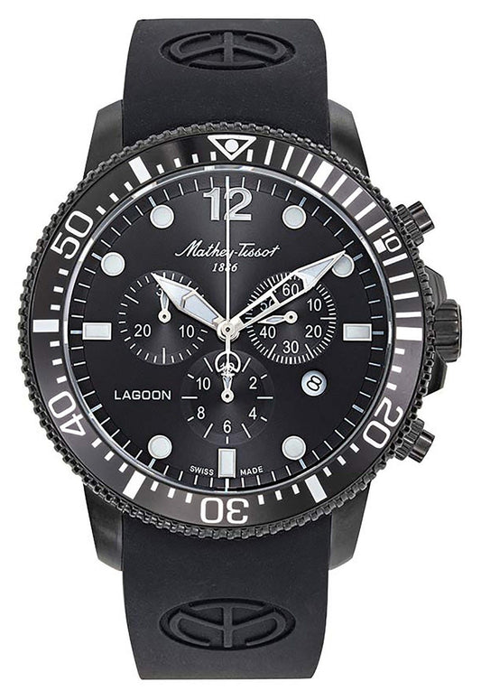 Mathey-Tissot Date display Black Stainless steel Male H123CHLNN.-.MT. A brand-new Mathey-Tissot watch featuring a Black dial and a Stainless steel strap. Front view.