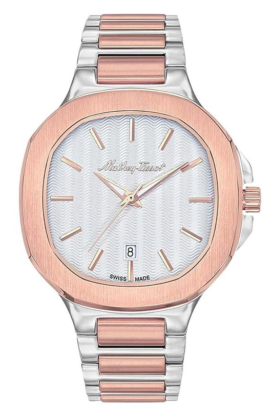 Mathey-Tissot Evasion Date display White Stainless steel Male H152RA.-.MT. A brand-new Mathey-Tissot Evasion watch featuring a White dial and a Stainless steel strap. Side view.