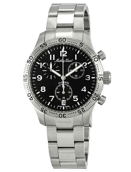 Mathey-Tissot Type 21 Date display Black Stainless steel Male H1821CHANG.-.MT. A brand-new Mathey-Tissot Type 21 watch featuring a Black dial and a Stainless steel strap. Side view.