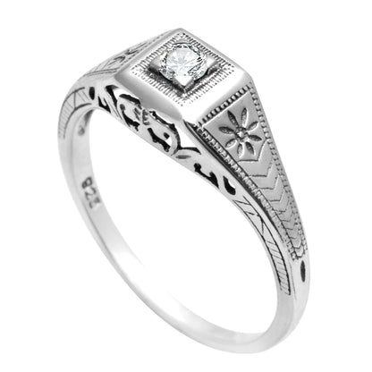 3mm D Color Moissanite Ring – 925 Sterling Silver, GRA Certified, Vintage Wedding Jewelry