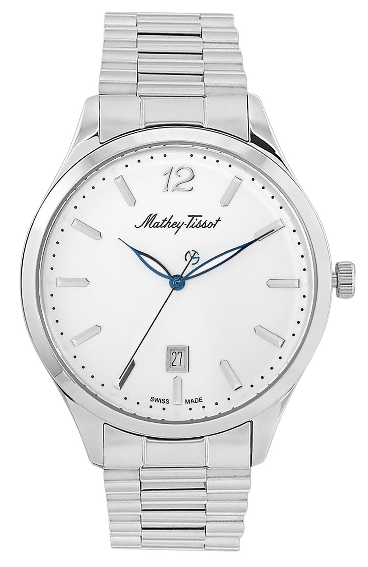 Mathey-Tissot Urban Date display White Stainless steel Unisex H411MAI.-.MT. A brand-new Mathey-Tissot Urban watch featuring a White dial and a Stainless steel strap. Front view.