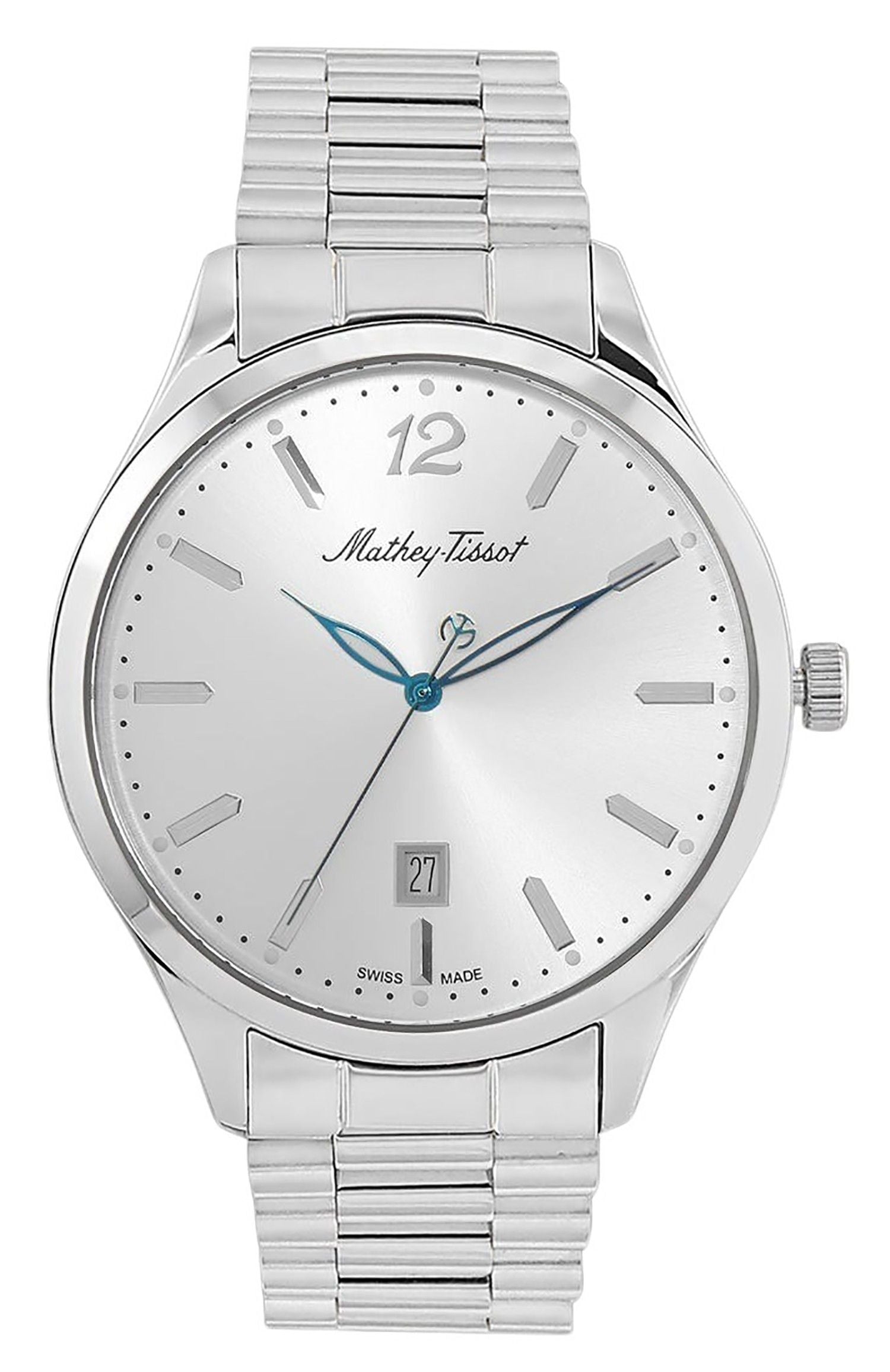 Mathey-Tissot Urban Date display Silver Stainless steel Unisex H411MAS.-.MT. A brand-new Mathey-Tissot Urban watch featuring a Silver dial and a Stainless steel strap. Side view.
