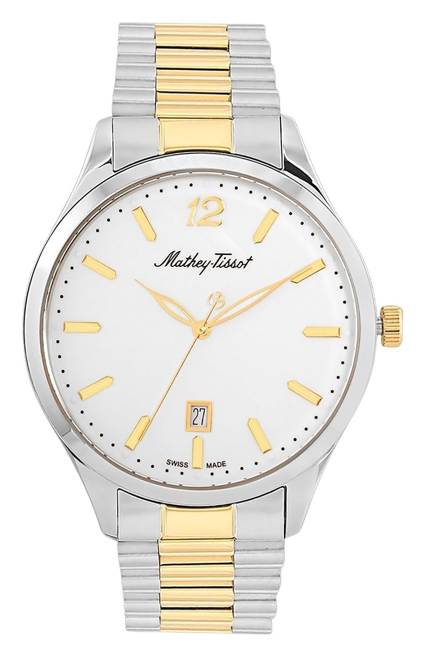 Mathey-Tissot Urban Date display White Stainless steel Unisex H411MBI.-.MT. A brand-new Mathey-Tissot Urban watch featuring a White dial and a Stainless steel strap. Side view.