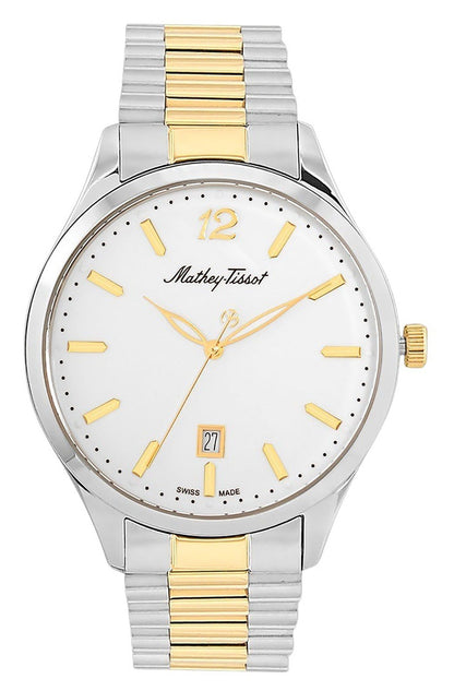 Mathey-Tissot Urban Date display White Stainless steel Unisex H411MBI.-.MT. A brand-new Mathey-Tissot Urban watch featuring a White dial and a Stainless steel strap. Side view.