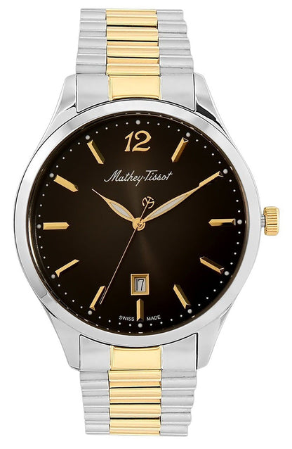 Mathey-Tissot Urban Date display Black Stainless steel Unisex H411MBN.-.MT. A brand-new Mathey-Tissot Urban watch featuring a Black dial and a Stainless steel strap. Side view.