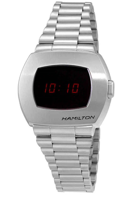 Hamilton American Classic PSR Date display White Stainless steel Male H52414130. A brand-new Hamilton American Classic watch featuring a White dial and a Stainless steel strap. Front view.