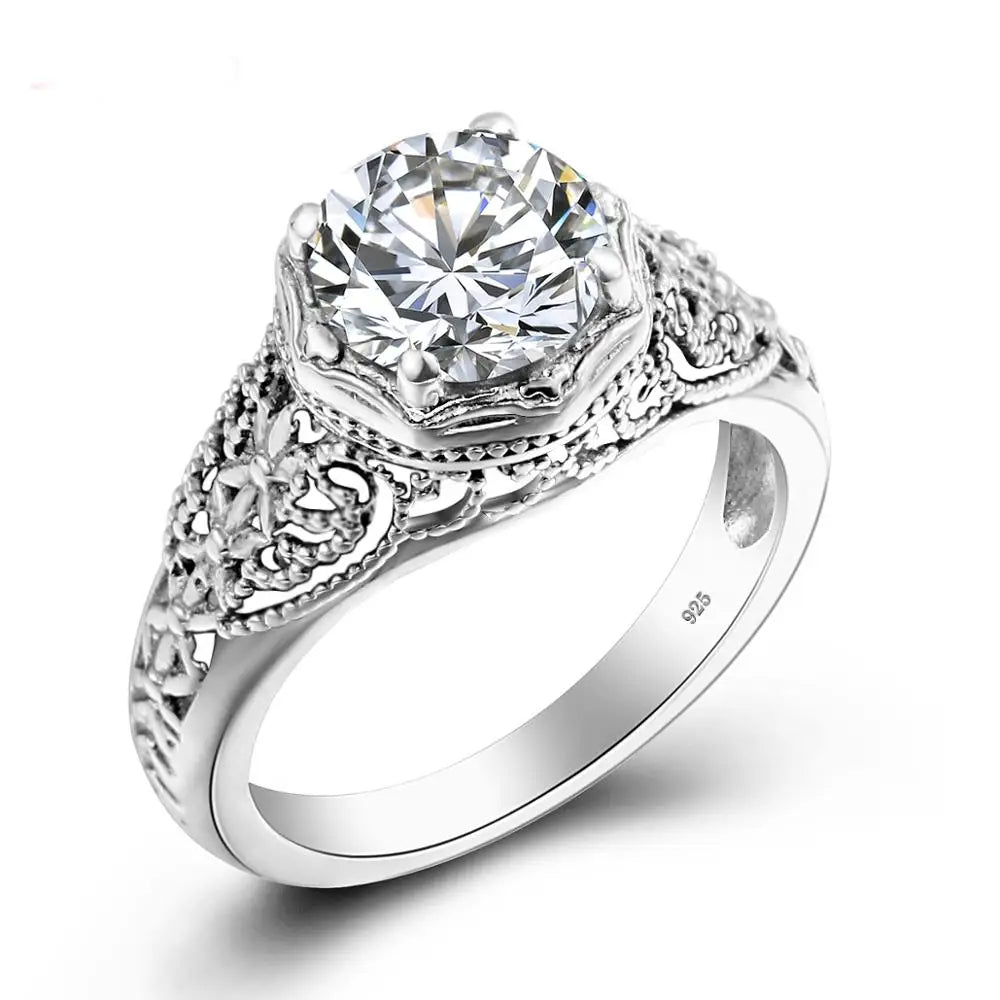 Handmade Cubic Zirconia Engagement Ring – 925 Sterling Silver, 8x10.5mm Stone, GRA Certified