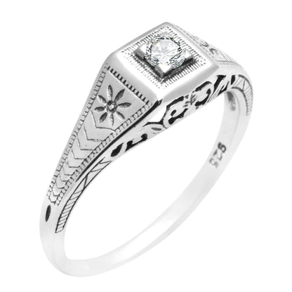 3mm D Color Moissanite Ring – 925 Sterling Silver, GRA Certified, Vintage Wedding Jewelry