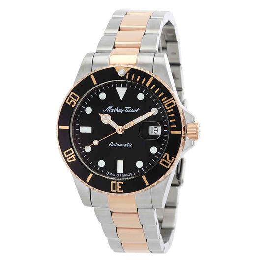 Mathey-Tissot Mathy Vintage Automatic movement Black Stainless steel Male H901ATBN.-.MT. A brand-new Mathey-Tissot Mathy watch featuring a Black dial and a Stainless steel strap. Front view.