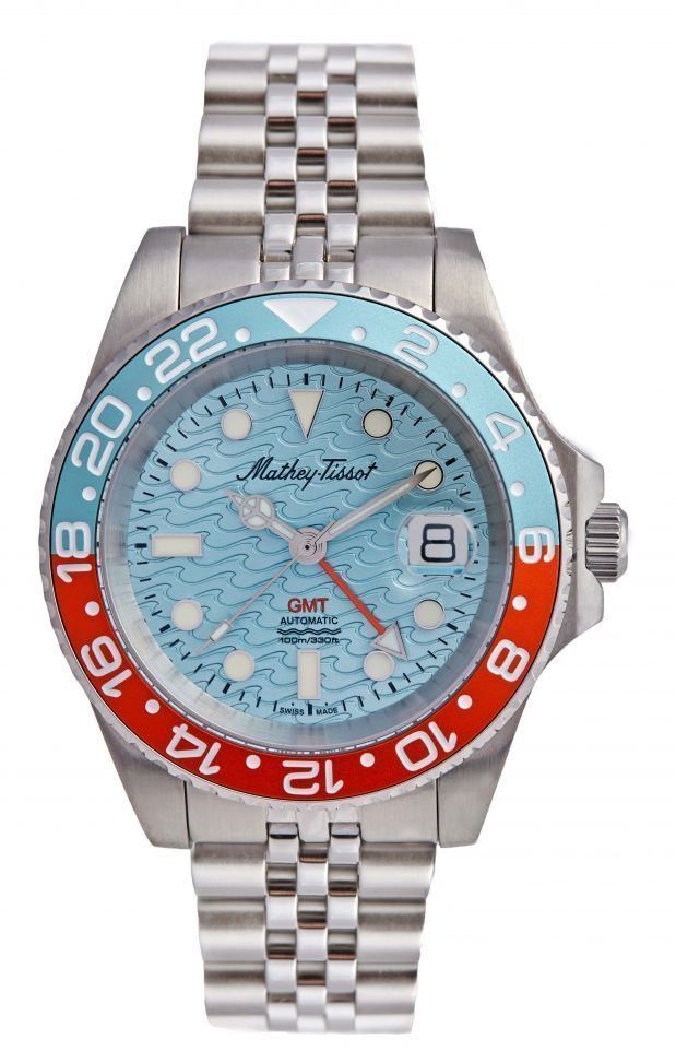 Mathey-Tissot Automatic movement Blue Stainless steel Male H903ATBO.-.MT. A brand-new Mathey-Tissot watch featuring a Blue dial and a Stainless steel strap. Front view.